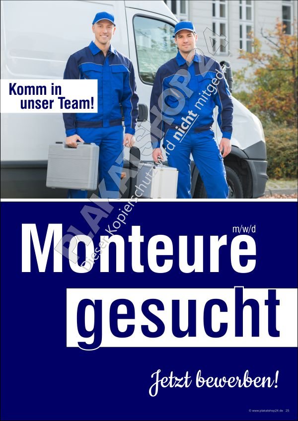 Plakat Monteur / Mechaniker gesucht