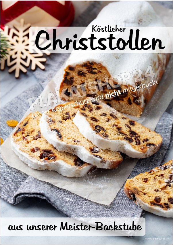 Werbeposter Christstollen Weihnachtsbäckerei
