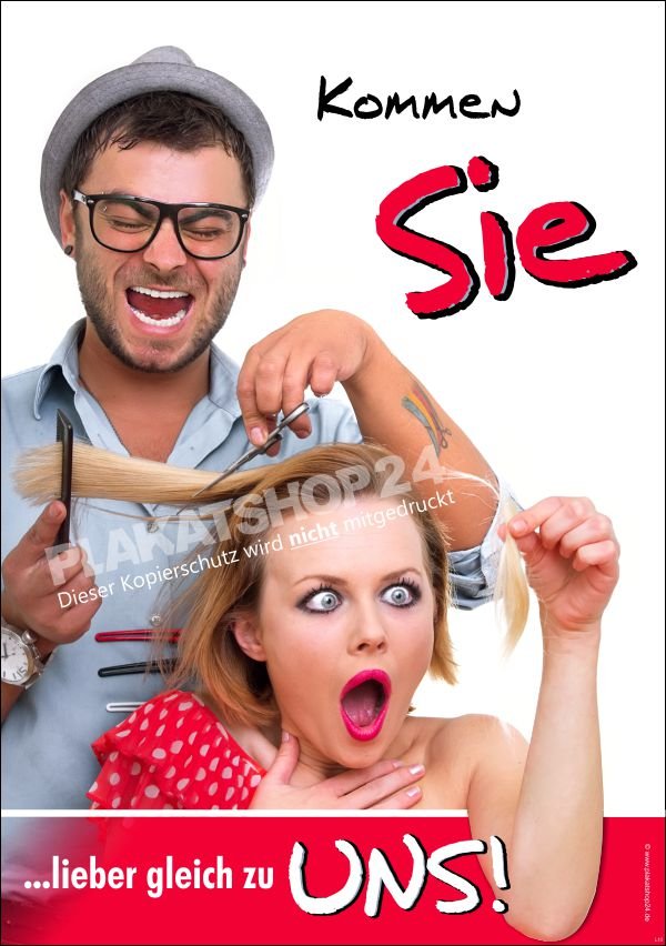 Lustiges Plakat für Friseur und Coiffeur