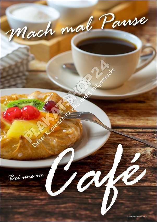 Café-Werbeposter Kaffeepause mit Kuchen