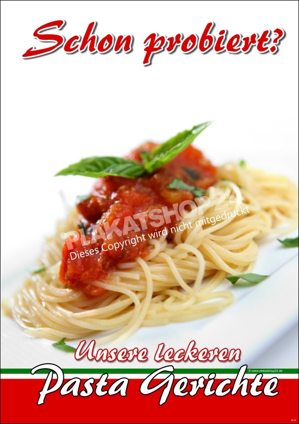 Pasta-Plakat als Werbeplakat für frische Pasta-Gerichte 