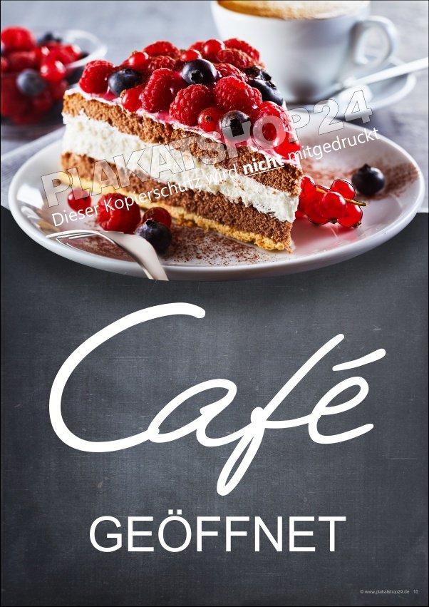 Hinweisplakat Café geöffnet wetterfest