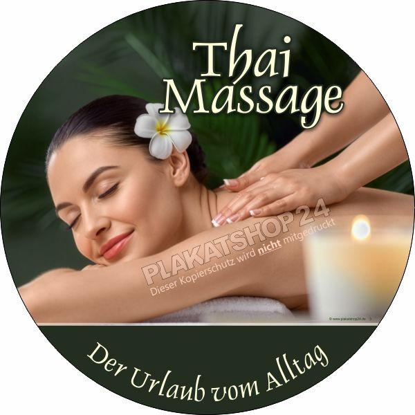 Runde Klebefolie Thai Massage für Schaufenster | Fensteraufkleber wetterfest