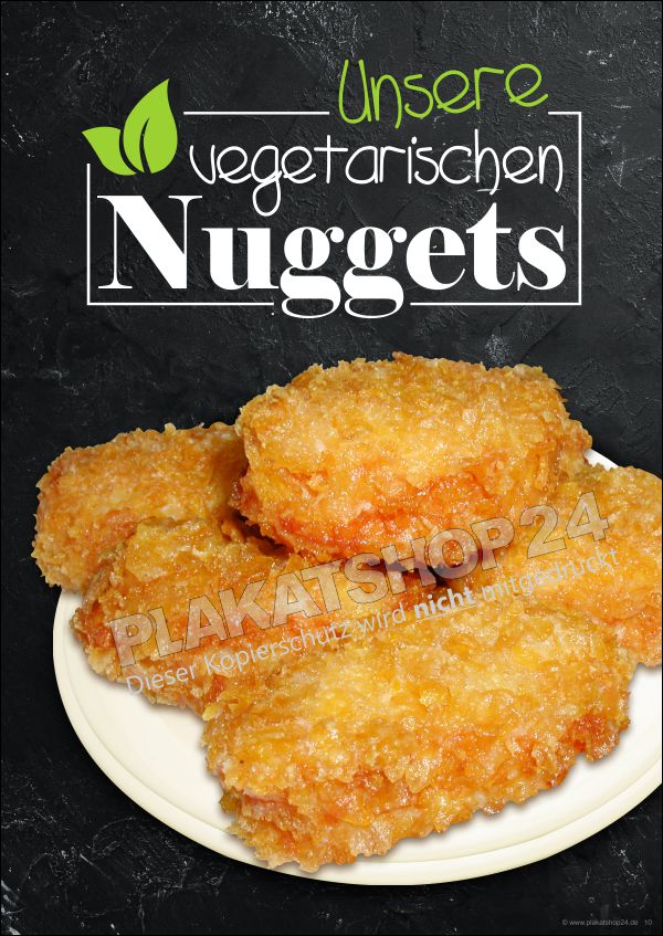 plakat-veggie-haehnchennuggets Imbissschild (Plakat) mit Werbung für Veggie-Nuggets