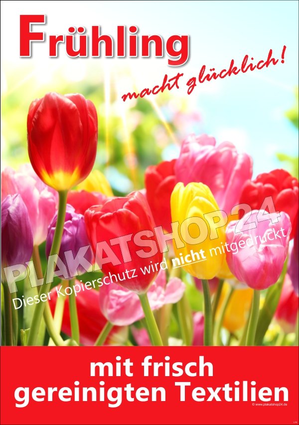 Textilpflege-Plakat mit Frühlingsthema 
