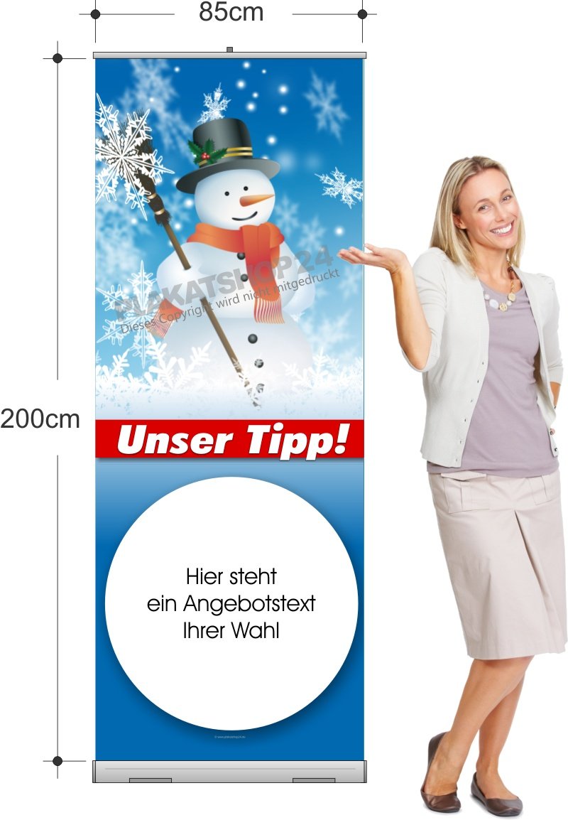 Rollup-Banner mit Wintermotiv und Eindruck Ihres Winter-Angebotes