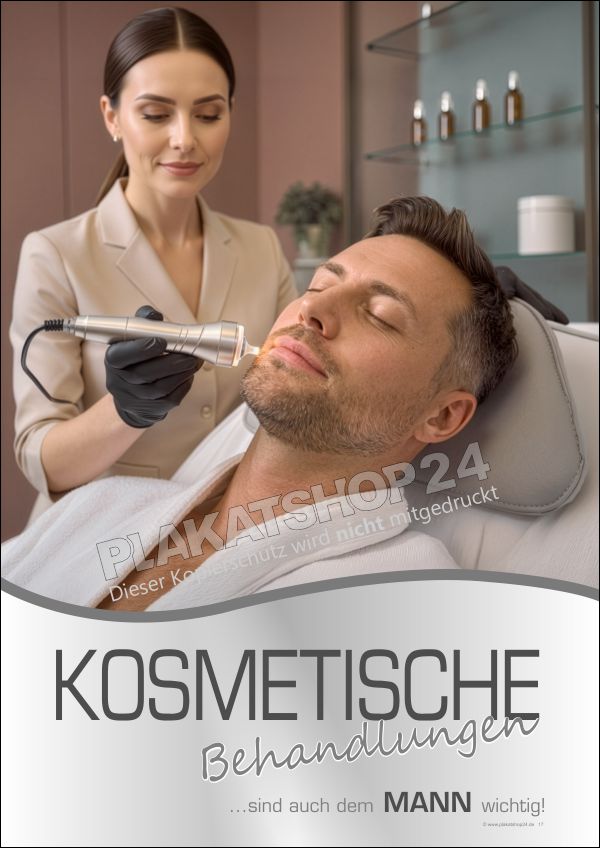 Plakat Kosmetische Behandlungen für Männer | PVC & Klebefolie wetterfest