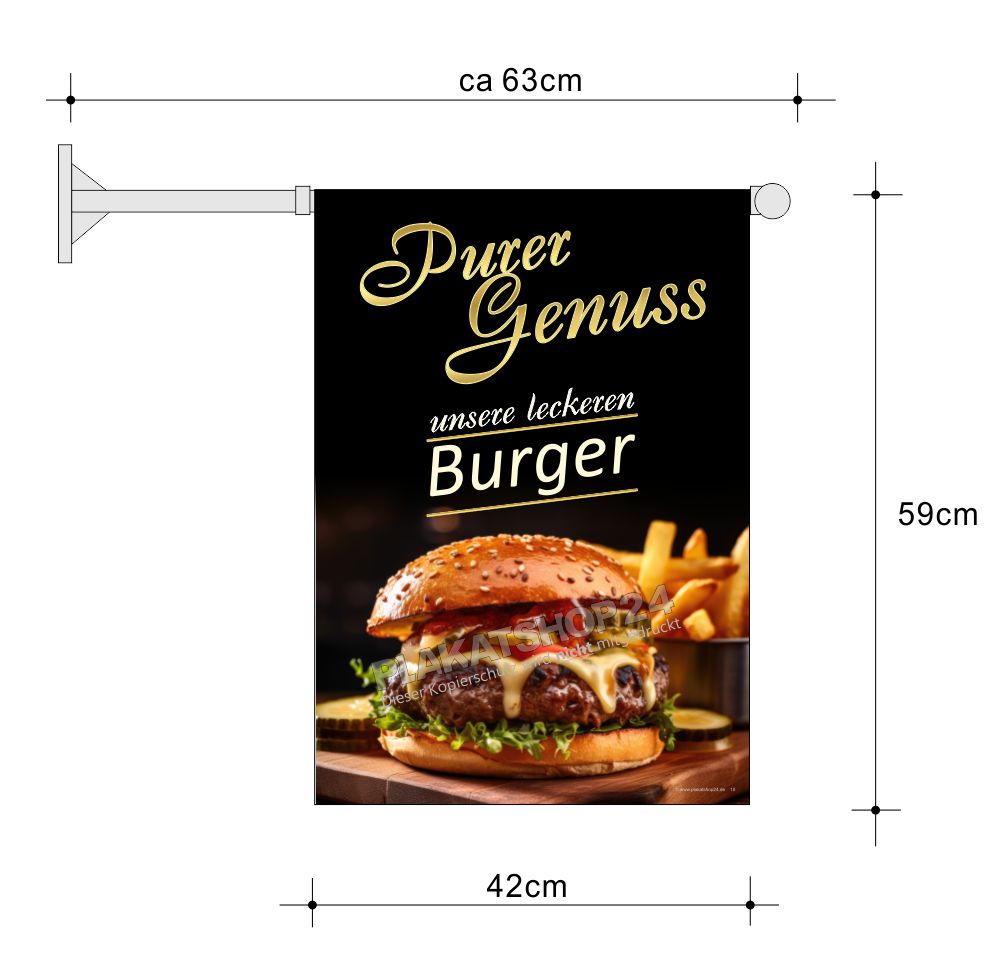Stockfahne mit Hamburger-Werbung