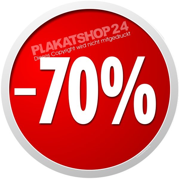 Prozentaufkleber-70% für Sale, Reduziert und Räumungsverkauf
