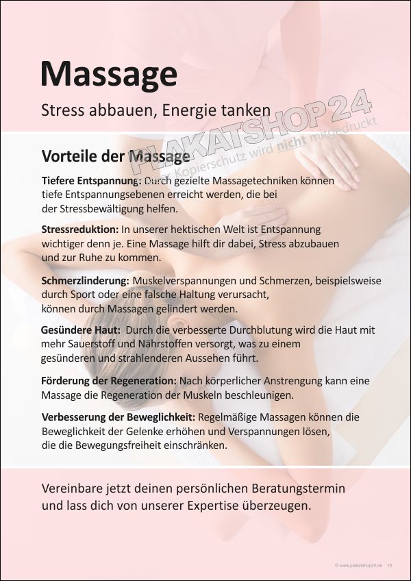 Plakat Vorteile einer Massage