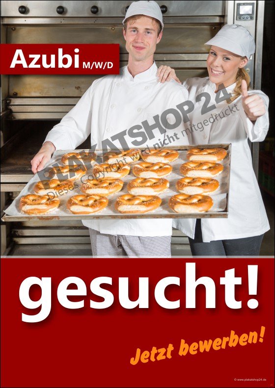 Plakat Azubi für Bäckerei / Auszubildende Bäcker gesucht