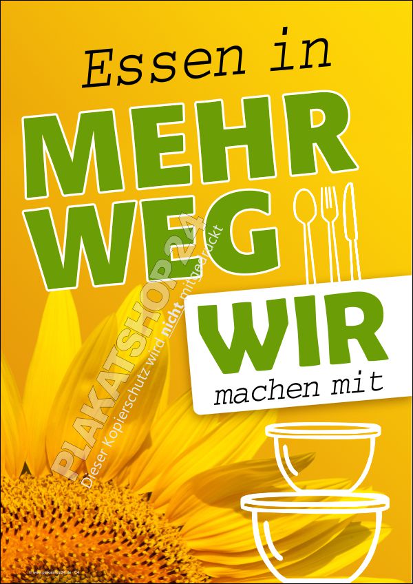 Gastronomie-Plakat Essen in Mehrwegverpackungen