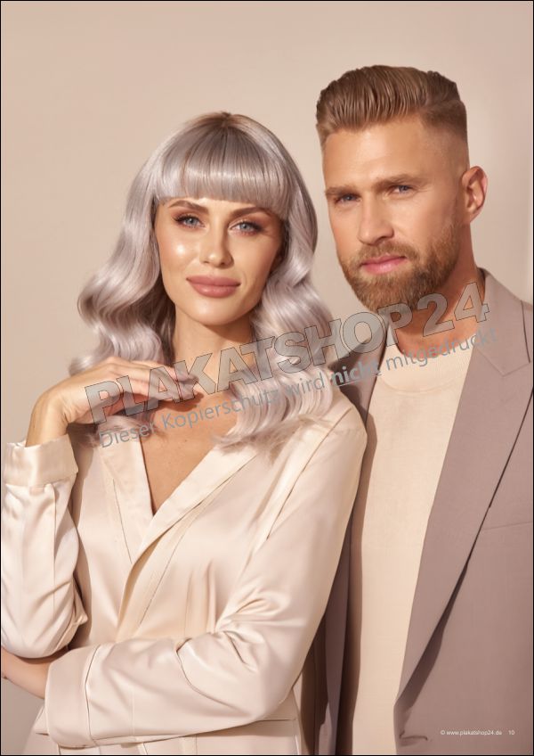 Frisurenposter „Fashion Hair Style Couple“ – Moderne Salonwerbung für Friseure & Barber Shops