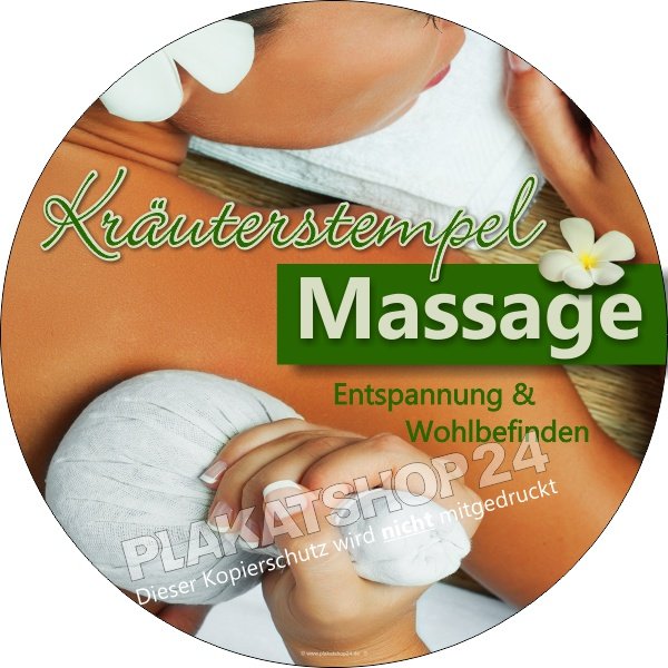 Dekoaufkleber für Massagepraxis Kräuterstempel-Massage