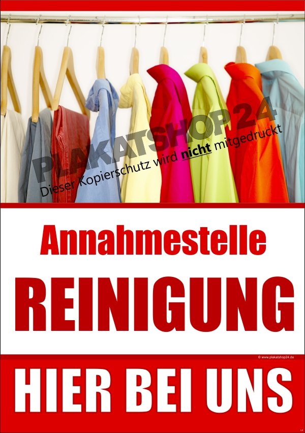 rotes Werbeplakat für Reinigung-Annahmestelle