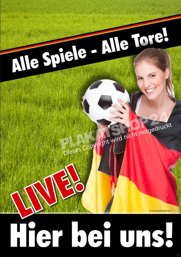 Werbeplakat für die Live-Übertragung von Fussballspielen 