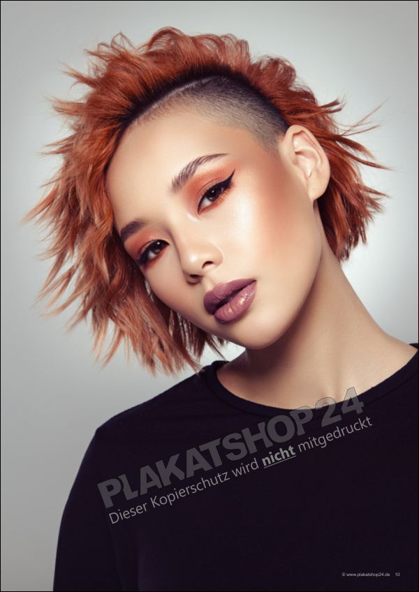 Friseur Plakat Damen Undercut Kupfer | Werbeposter Kurzhaarfrisur wetterfest Friseur Plakat Damen Undercut Kupfer | Werbeposter Kurzhaarfrisur wetterfest