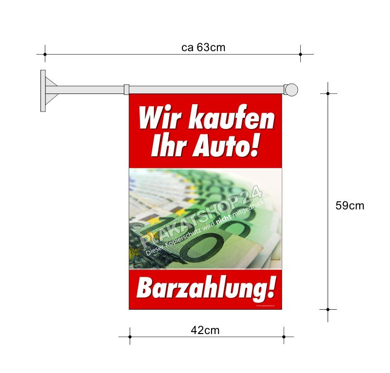 Autohandel-Fahne A2 für Werbung An- und Verkauf von Autos