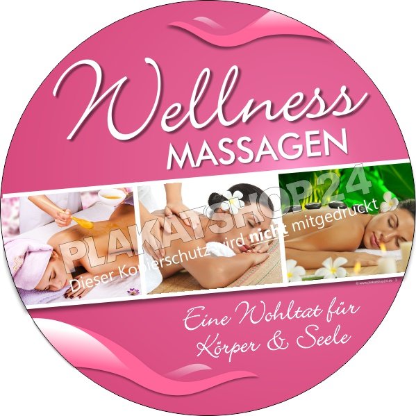 Werbeaufkleber Wellnessmassagen in unserer Massagepraxis