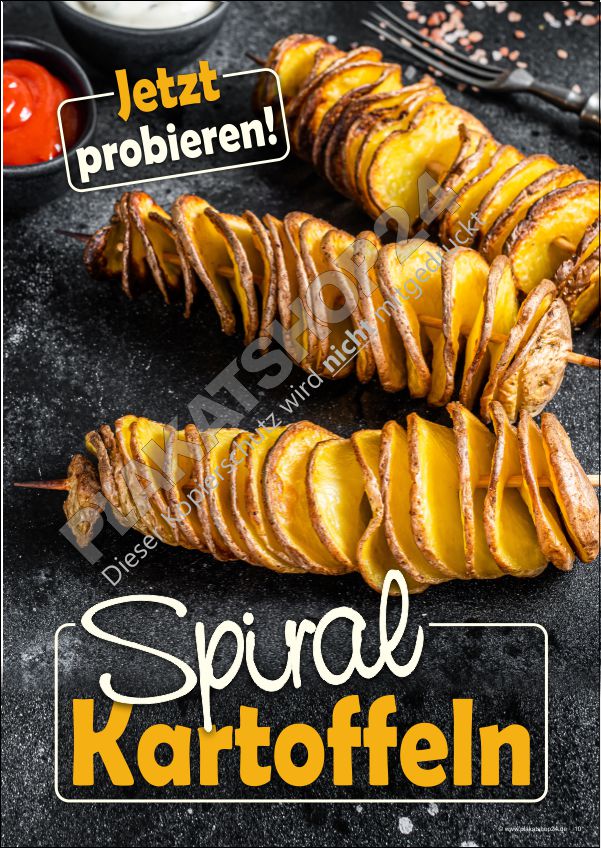 Werbeplakat Spiralkartoffeln