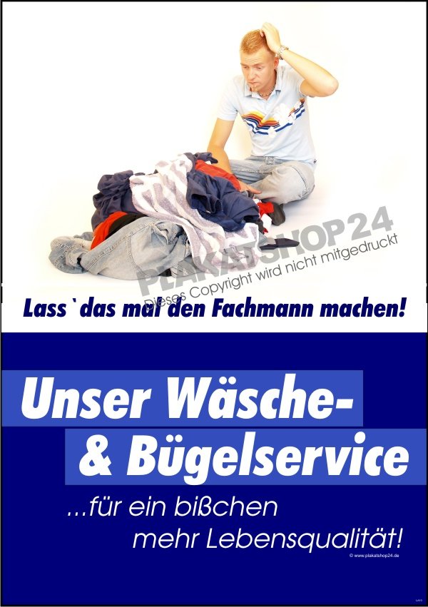 Werbeplakat für Wäscheservice und Bügelservice