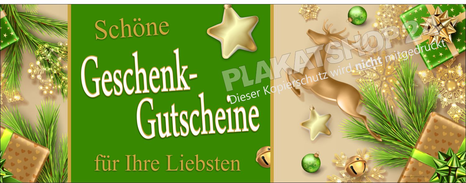 Querbanner für den Verkauf von Geschenkgutscheinen in der Weihnachtszeit