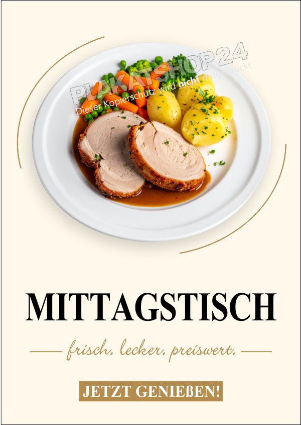 Mittagstisch Werbeplakat „Lecker essen“ – Wetterfeste PVC-Plane oder Klebefolie A4-A0 Kopie
