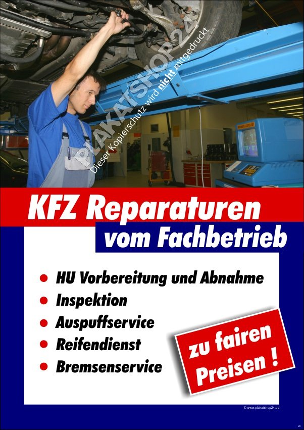 Poster für Kfz-Werkstatt