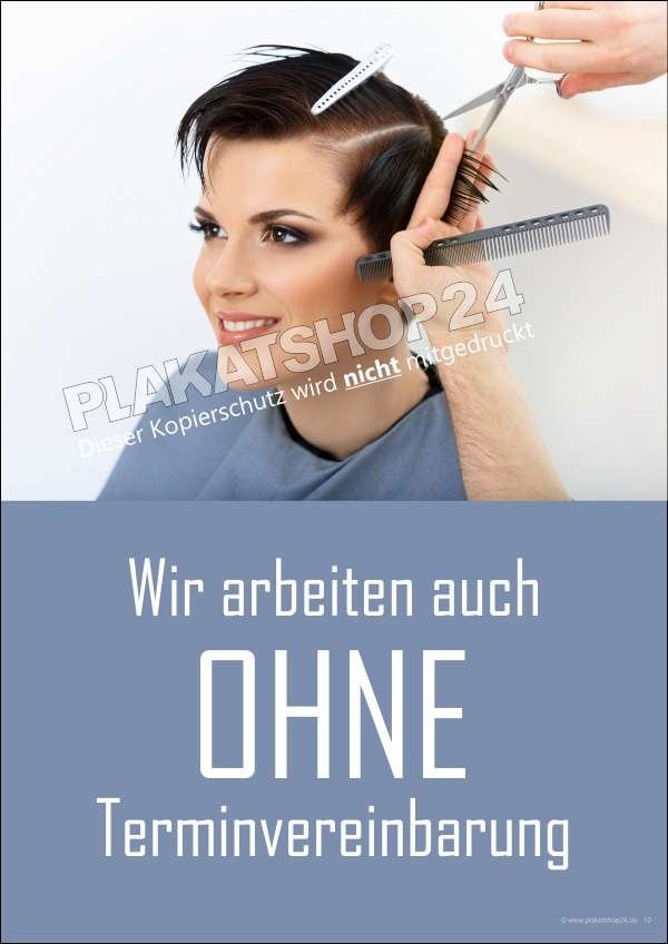 Friseurplakat Haarschnitt ohne Terminvereinbarung