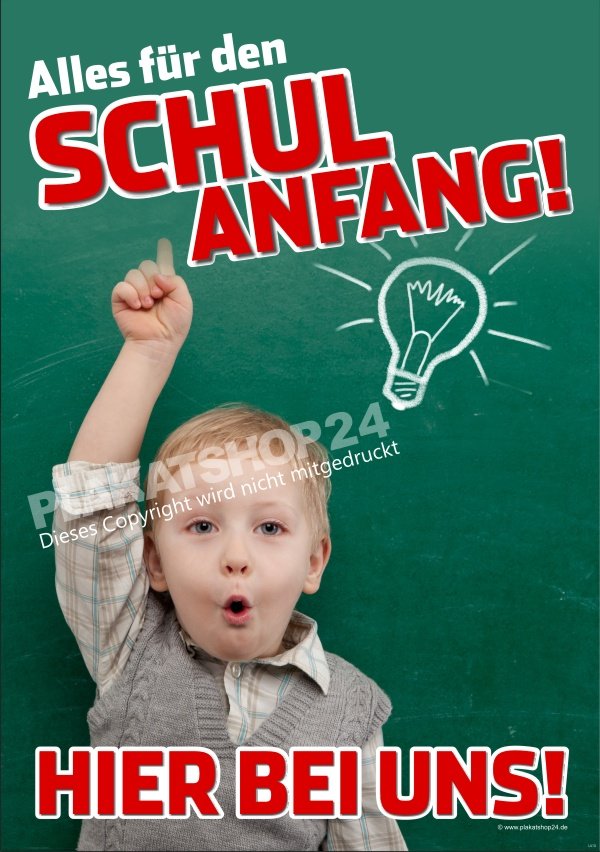 Plakat zum Schulanfang für Werbung Schulbedarf