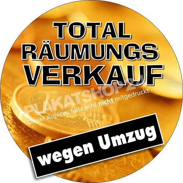 (Sticker) Aufkleber Räumungsverkauf wegen Umzug