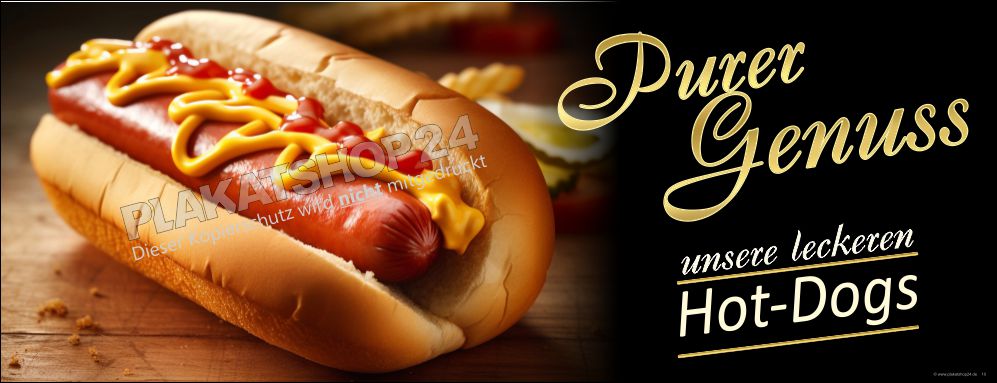 Werbebanner für Hot Dog-Imbiss