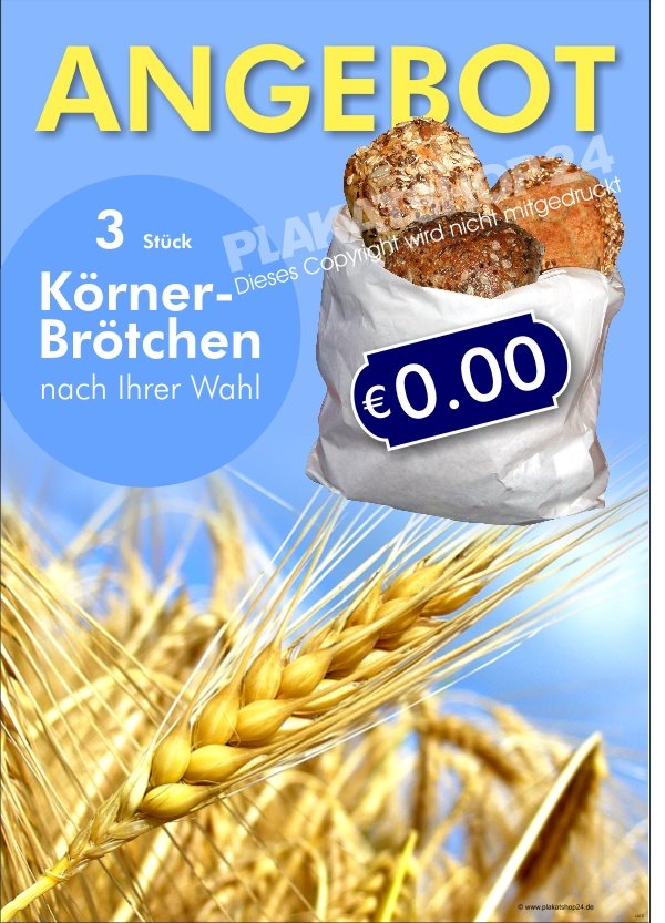 Bäckerei Plakat für Angebot Körnerbrötchen