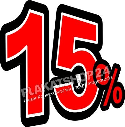 Reduziert-Aufkleber 15% für Sale oder Räumungsverkauf