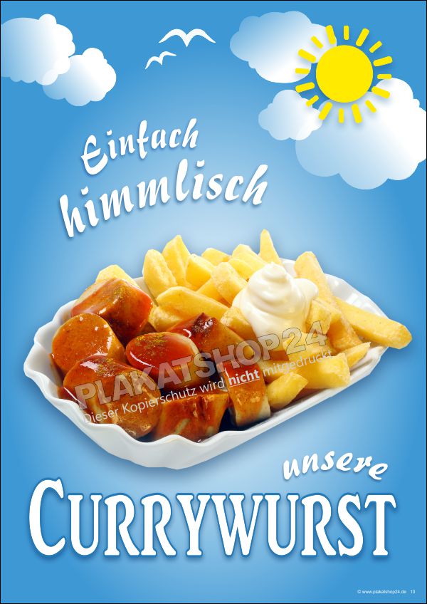 Günstige Imbissfahne mit Foto Currywurst-Pommes