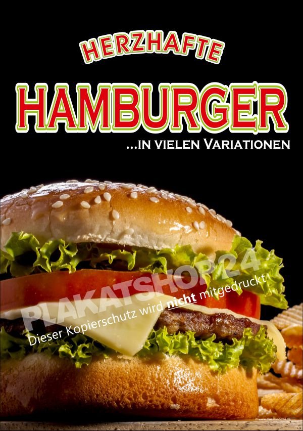 Gastroschild für Hamburger-Reklame