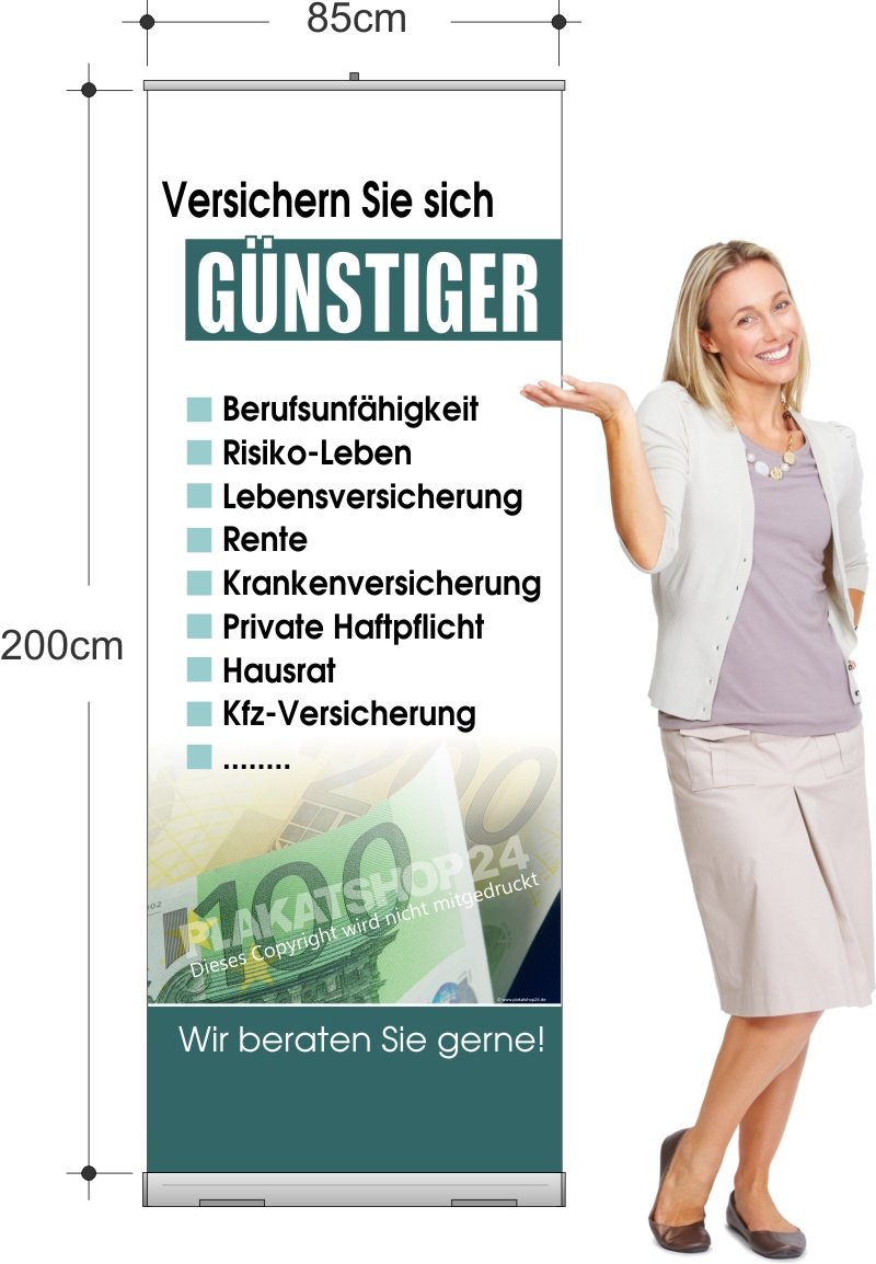 Rollup-Banner für Versicherungsmakler und Versicherungsbüro