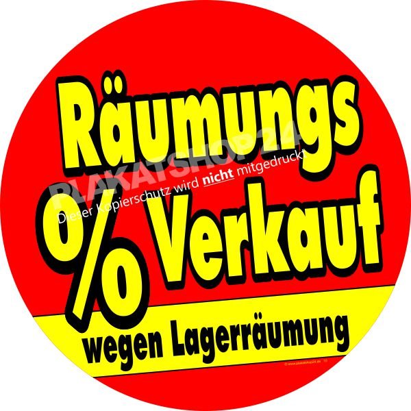 Aufkleber für Lager-Räumung im Einzelhandel