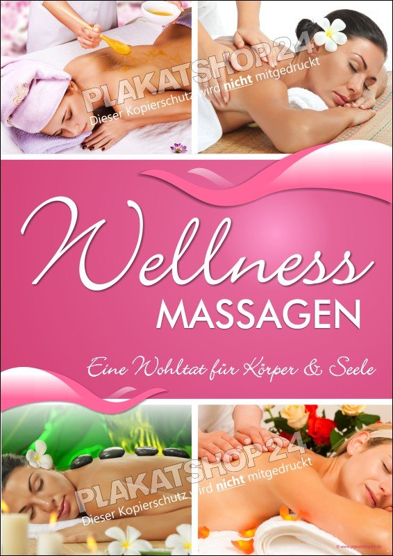 Schönes Werbeposter für die Wellness-Massagen