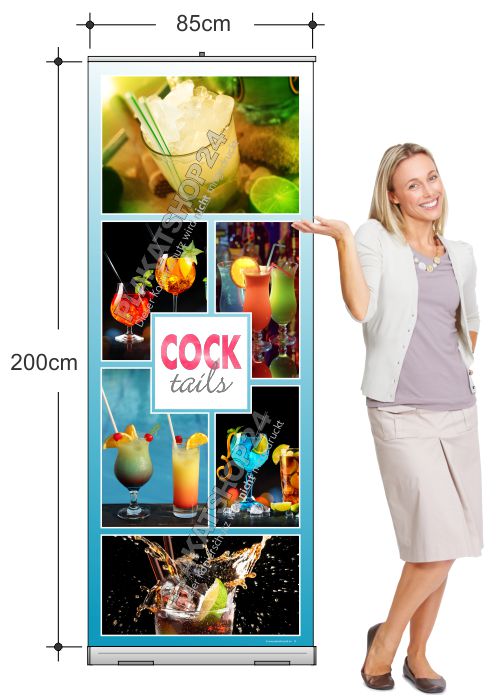 Rollupbanner mit Werbung für Cocktails