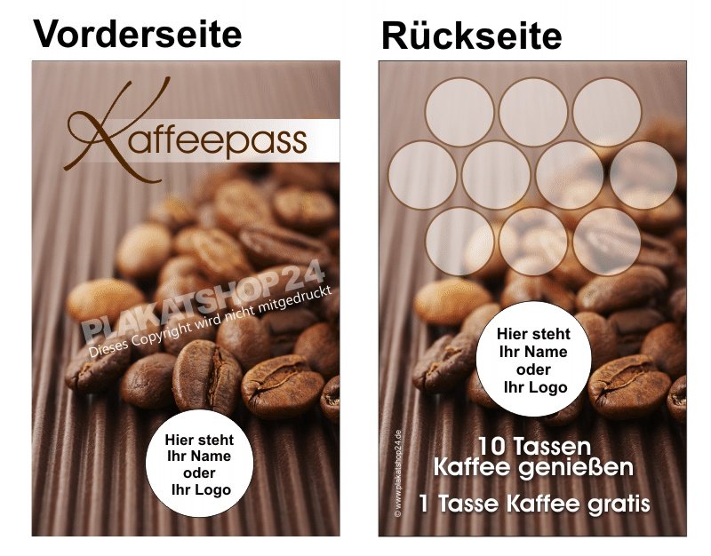 Stempelkarte für Kaffee als Treuepass für Kaffee