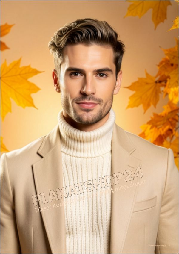 Friseur Plakat Herrenfrisur Herbsttrends – Werbeposter Männermode & Haarschnitt wetterfest