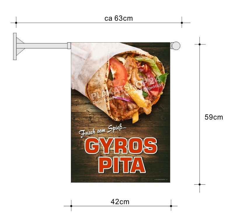Werbefahne A2 mit Foodabbildung Gyros Pita