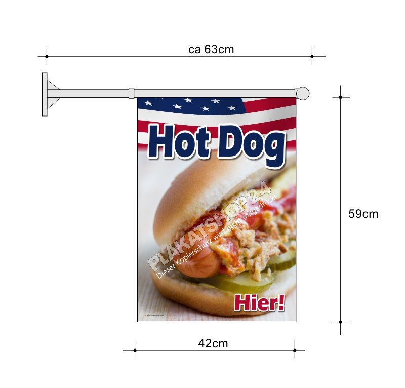 Stockfahne_Hot_DogEV3K1FT5qwf6R Stockfahne A2 für Hot Dog Werbung