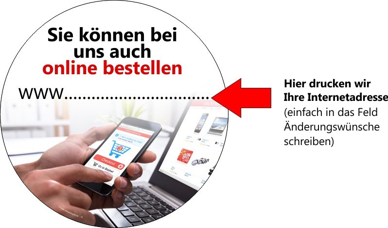 Aufkleber Sie können bei uns auch online kaufen