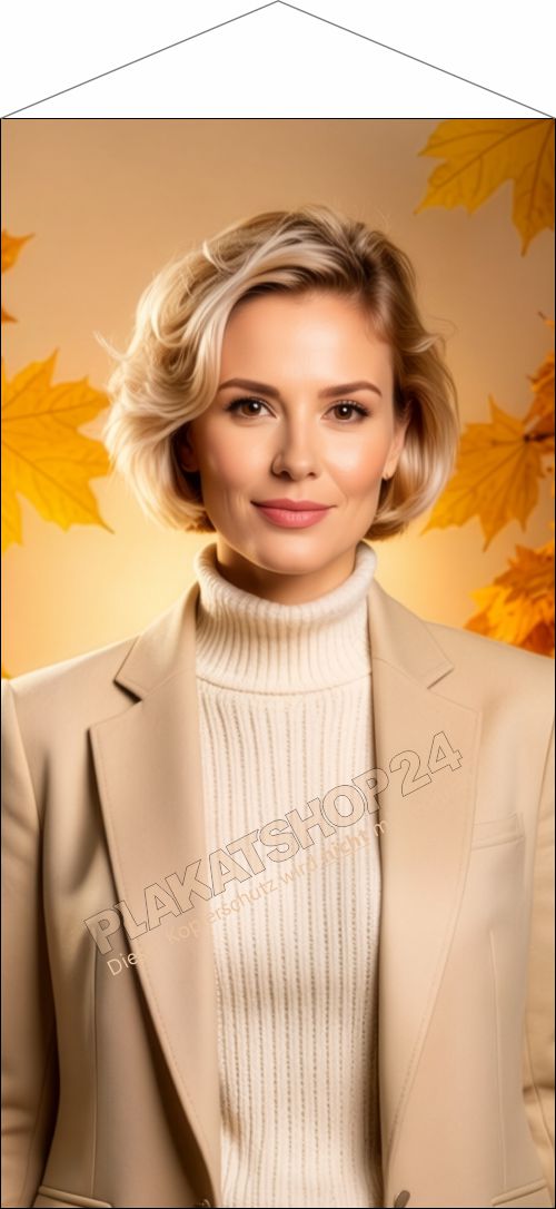 Friseur Stoffbanner Herbst Trends – Beidseitig sichtbares Textilposter mit Kunststoffrohr & Kordel Friseur Stoffbanner Herbst Trends – Beidseitig sichtbares Textilposter mit Kunststoffrohr & Kordel