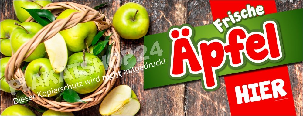 Werbebanner für frische Äpfel grün Hofladen/Obstbauern/Verkaufsstand