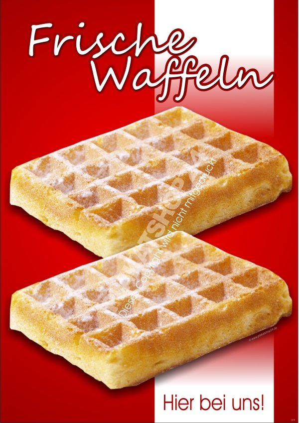 Waffel-Plakat mit Foto frische Waffeln Cafe, Eiscafe, Bäckerei etc.