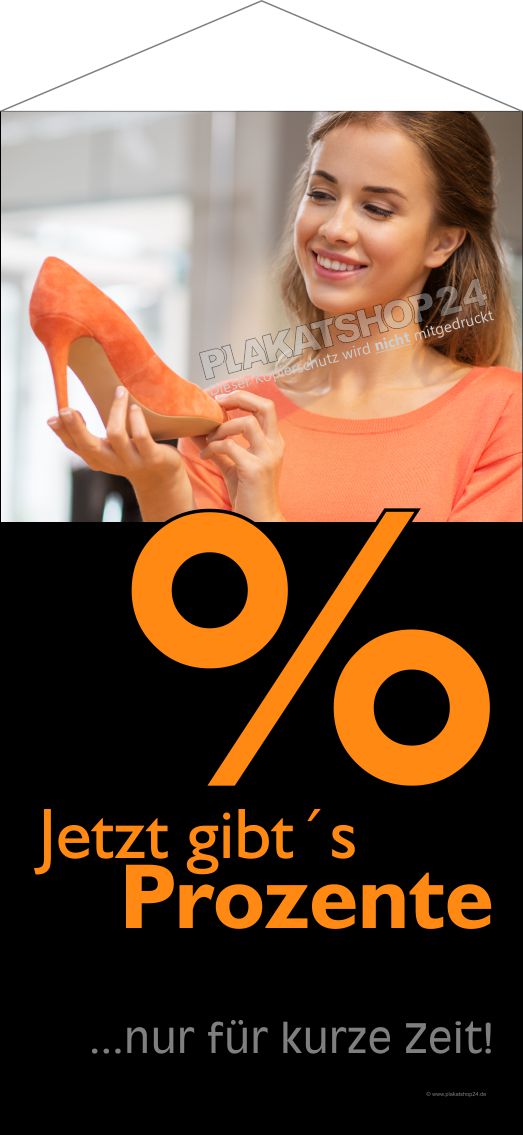 Textilbanner Rabatte im Schuhgeschäft