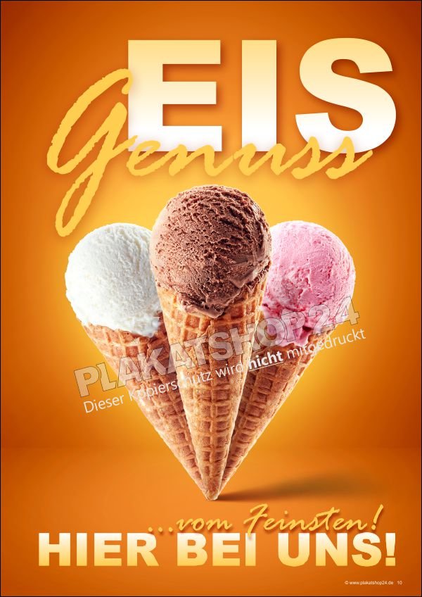 Dekoplakat Eisgenuss hier bei uns